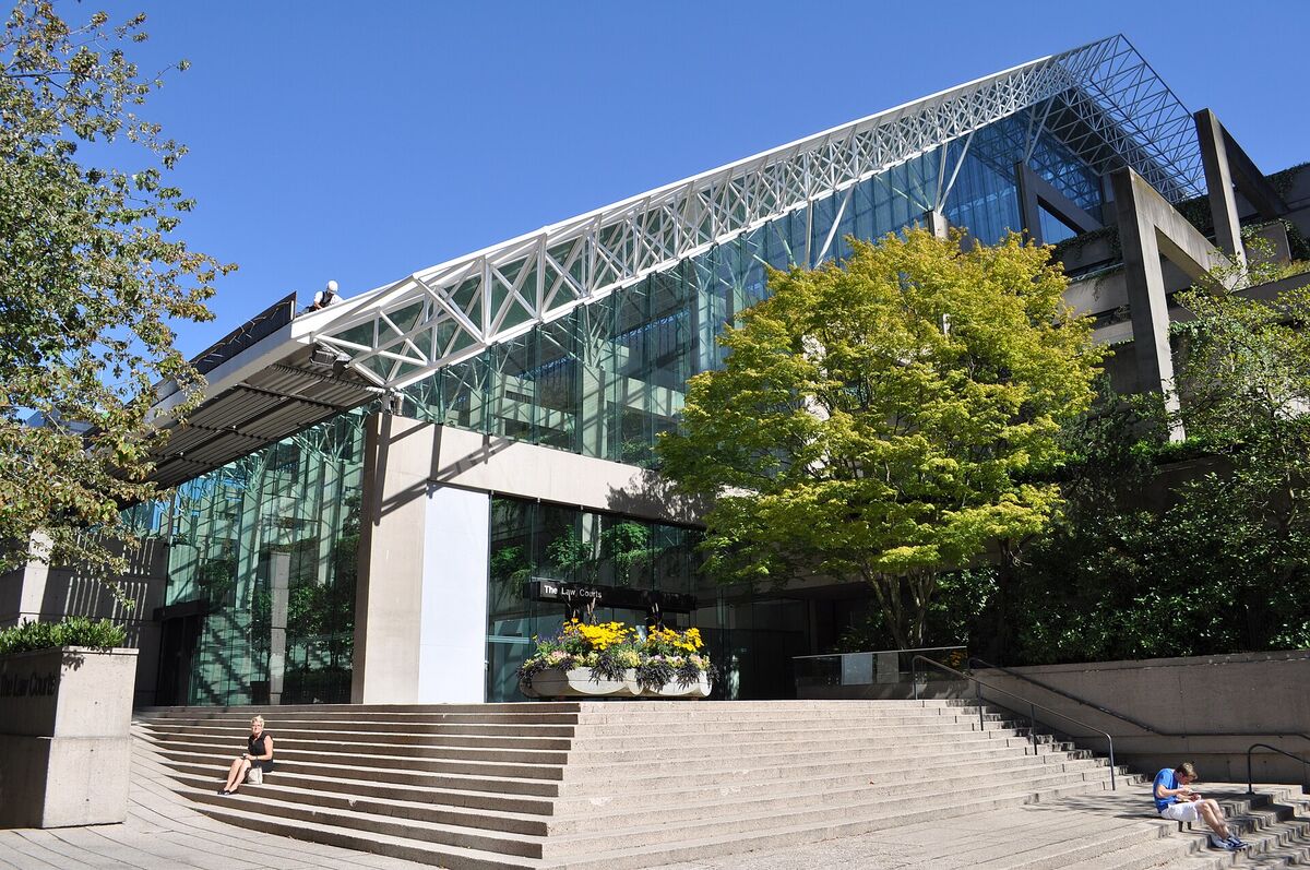 The glass-roofed Law Courts building in downtown Vancouver.