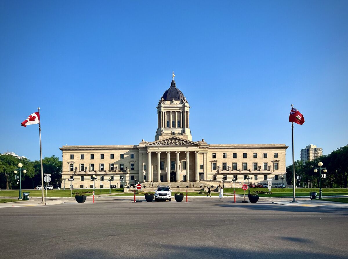 The Manitoba Legislative Building in Winnipeg on a sunny day