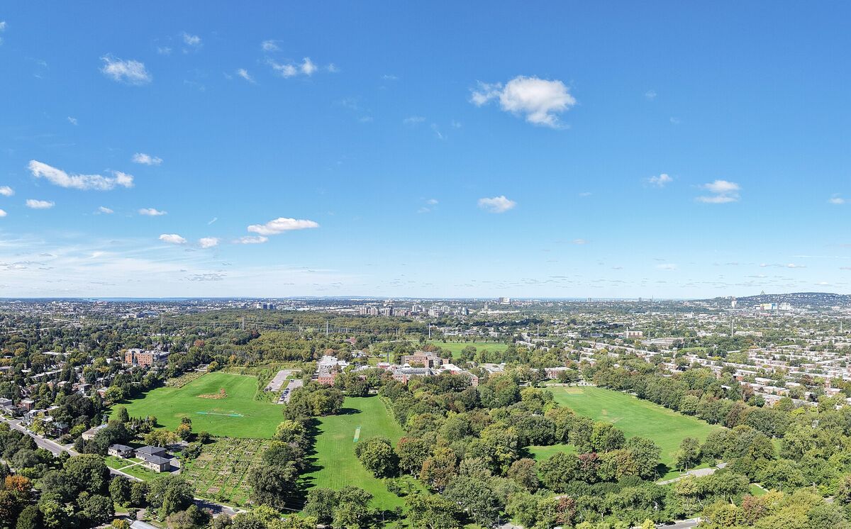 Aerial view of the grounds of the Douglas Mental Health University Institute in Montreal
